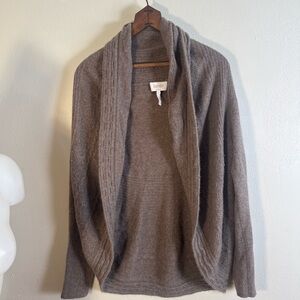 Laundry by Shelli Segal 100% Cashmere Sweater Large Shrug Open Front Cafe Brown